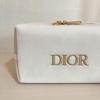 Dior Christian Dior White Velvet Cosmetic Pouch Novelty Pouch Logo Gift [Used]