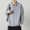 New Autumn Men's Long-sleeved POLO Shirt Plus Velvet Thickened Solid Color Versatile Cotton Lapel Pullover Sweatshirt