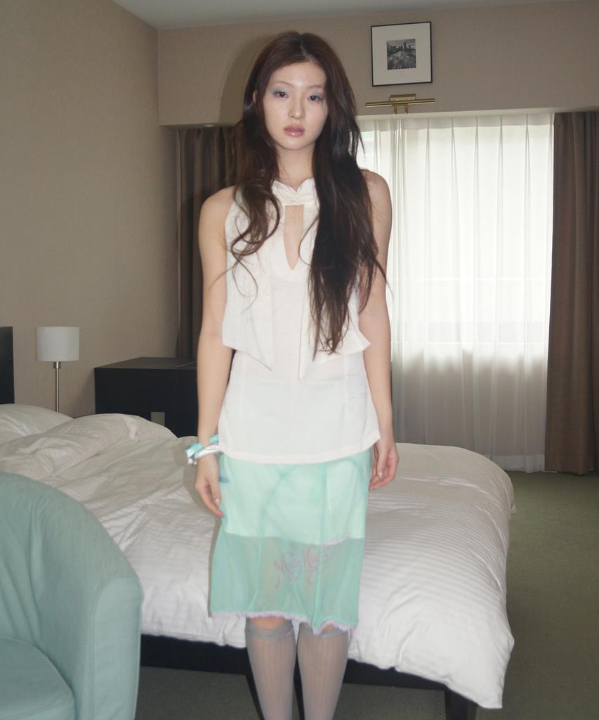 Myujeumyujieom Printed Midi Lace Skirt _Mint