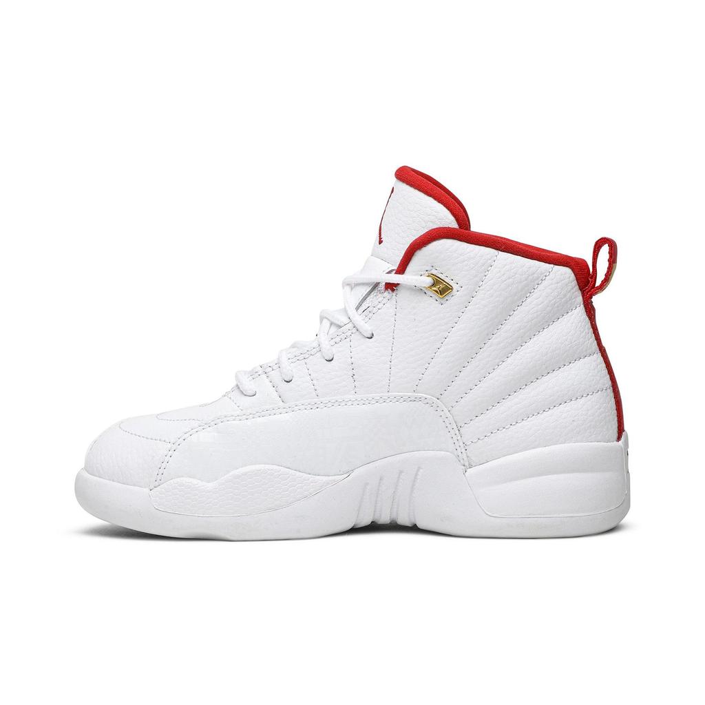 Air Jordan 12 Retro PreSchool 'FIBA' (Unisex) White / University Red / Metallic Gold Kids' Basketball Shoes 151186 107