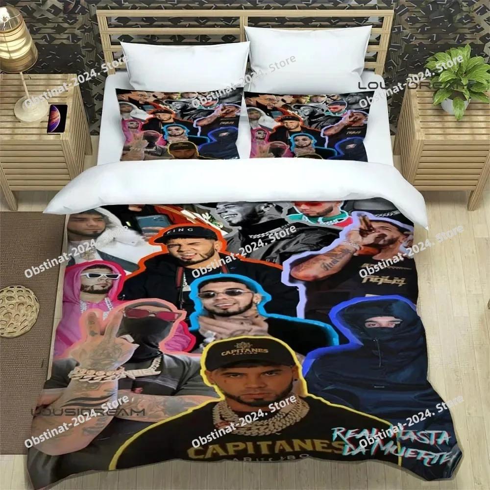 Rapper Anuel AA Bedding Set Printed Bed Set With Pillowcase Bed Duvet Cover Soft Single Double Queen Super King Size luxury gift