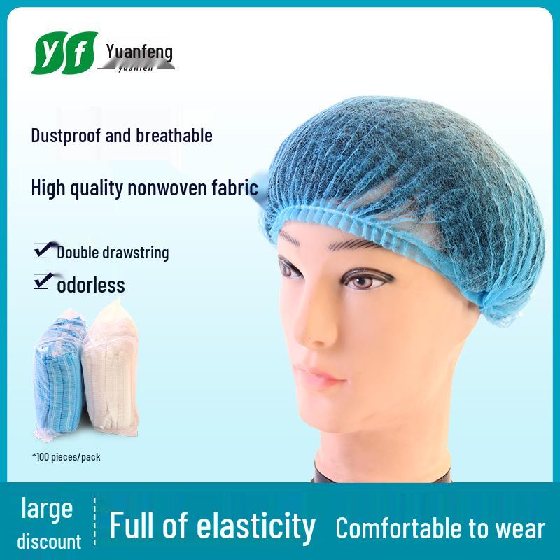 

Breathable Dustproof Unisex Non-woven Disposable Cap for Kitchen, Restaurant, and Food Handling Blue 1 pack (100 pieces)