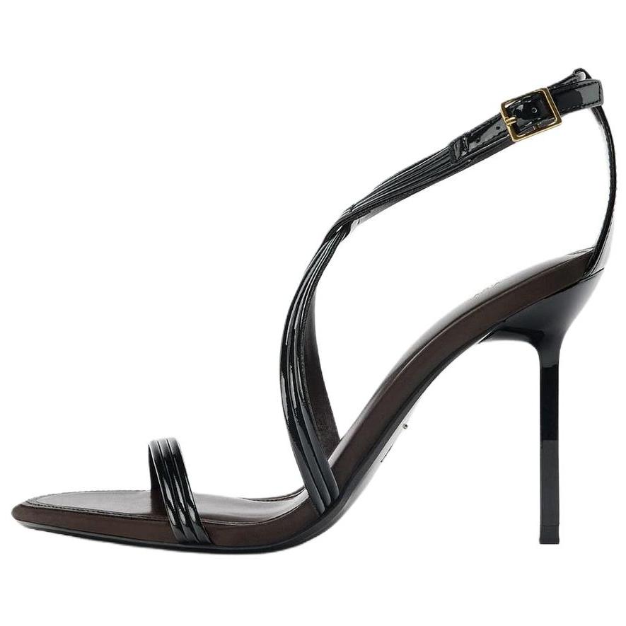 Zara Pu Comfortable Vintage One Strap Sandals 10Cm Women Sandals Black 1343610800
