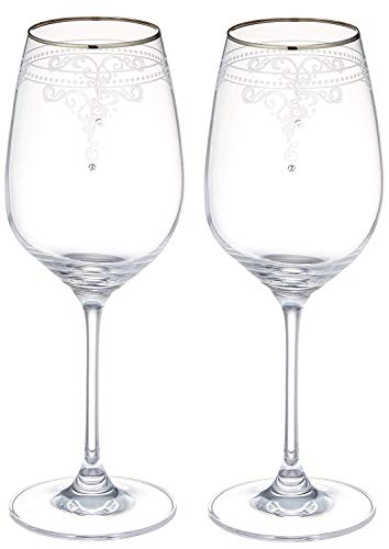 JILL STUART Pair of 340cc Clear Wine Glasses, Set of 2, Stylish and Cute, Wedding Gift, Made in Japan, Gift Boxed and Gift Wrapped, GW4132-63393AAZ