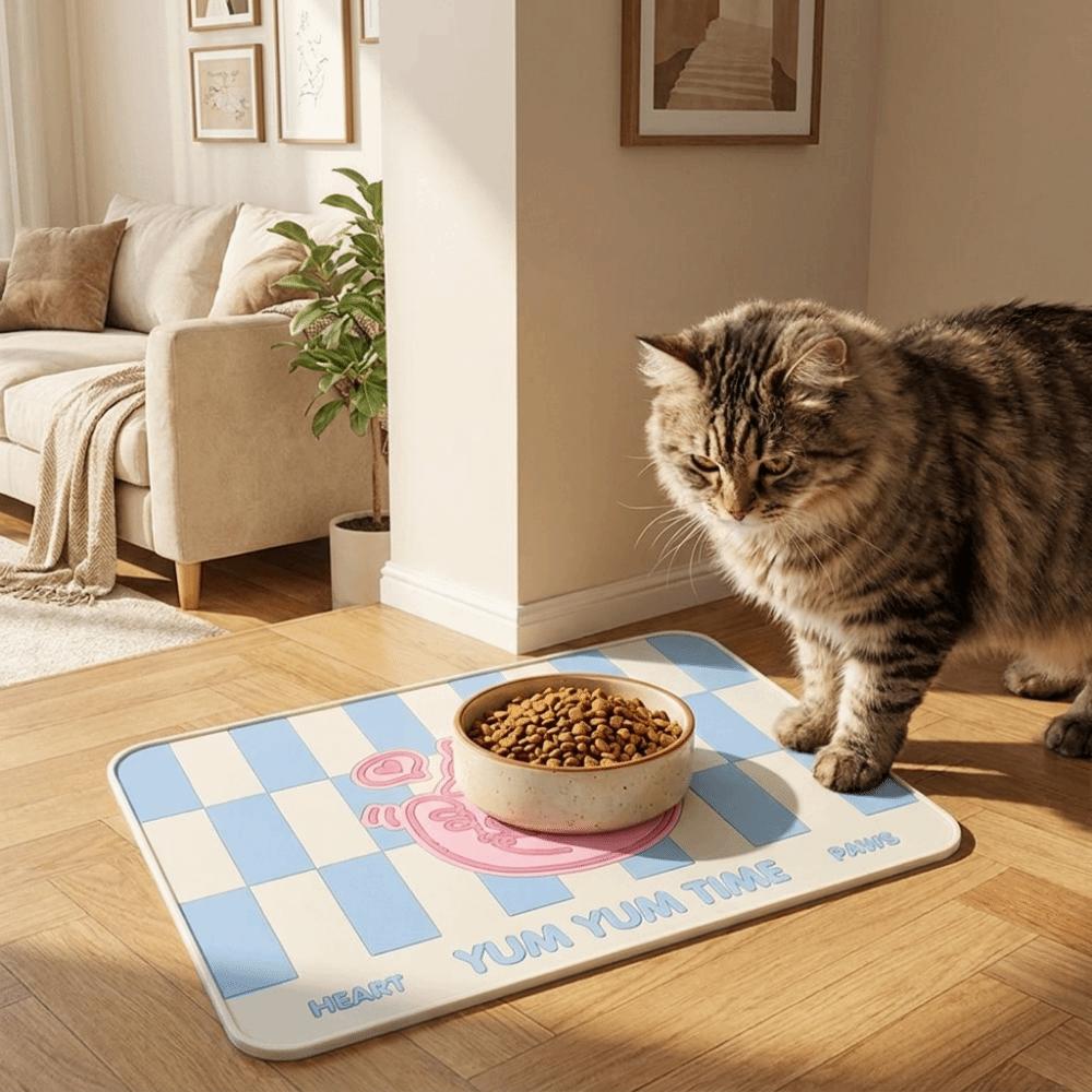 Anti-fouling Pet Placemat Non-slip Dog Food Bowl Mat Space Saving Pet Bowl Pad Floor Protector