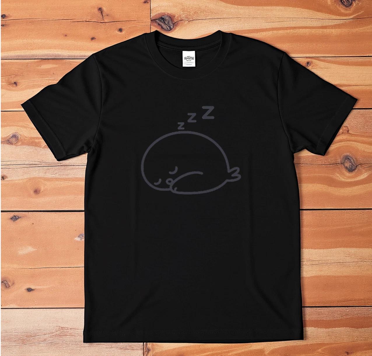 Cute Sleeping Seal T-Shirt | Minimalist Kawaii Animal Graphic Tee | Funny Sleep M