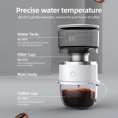 Coffee Maker with Stainless Steel Filter Precise Temperature Control Heat Resistant Compact Lightweight