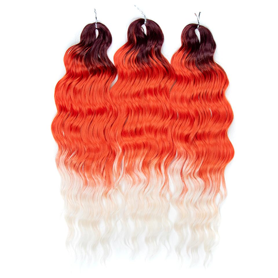 FREEDOM Synthetische Flecht-Haarverlängerungen Tief Gewellt 24 Zoll Lang Lockige Braids Haare Ombre Braun Regenbogen Twist Häkel-Haar