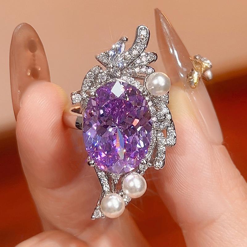 Set Accessories Inlaid Necklace Ring Color Treasure Bird'S Nest Cut Female Premium Sensitive Style