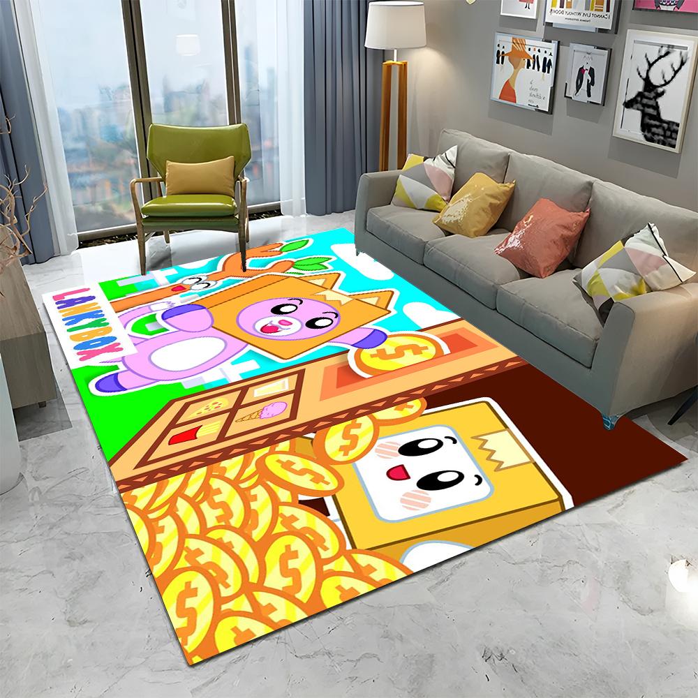 Happy Foxy Boxy and Rocky Lankybox Carpet Rug for Home Living Room Bedroom Sofa Doormat Decor,kids Area Rug Non-slip Floor Mat