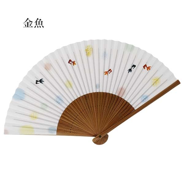 Folding Goldfish Dyed Carved Paper 35 Cm [Koshōdō] Kyoto-style Fan, Design, Frame, Medium-sized Fan, Ribs, Scented, Women's, 19.5