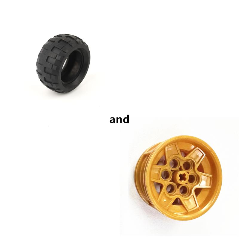 Duhová prasátko MOC Díly Kolo 56908 + 45982 Pneumatika 81,6 x 38 R Kompatibilní High-Tech Kostky DIY Stavebnice Částice Dětská Hračka Dárek