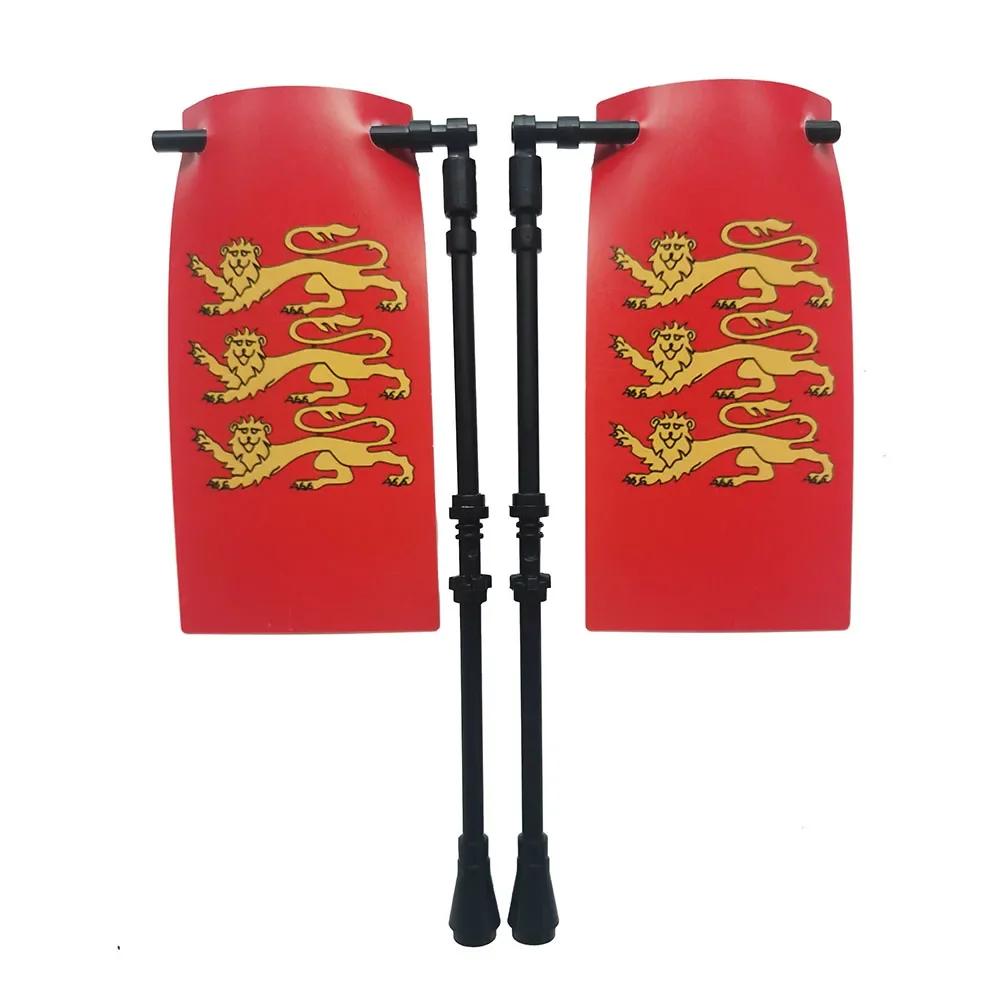 Klocki Budowanie Flag Miasta-Państwa Średniowieczne Postać Wojskowa Flaga Broń Starożytne Święte Cesarstwo Rzymskie Jerozolima Rycerz Świętego Łazarza Legion Zabawka