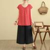 Summer Women's Polka Dot Print Blouse Loose Fit V Neck Sleeveless Casual Top