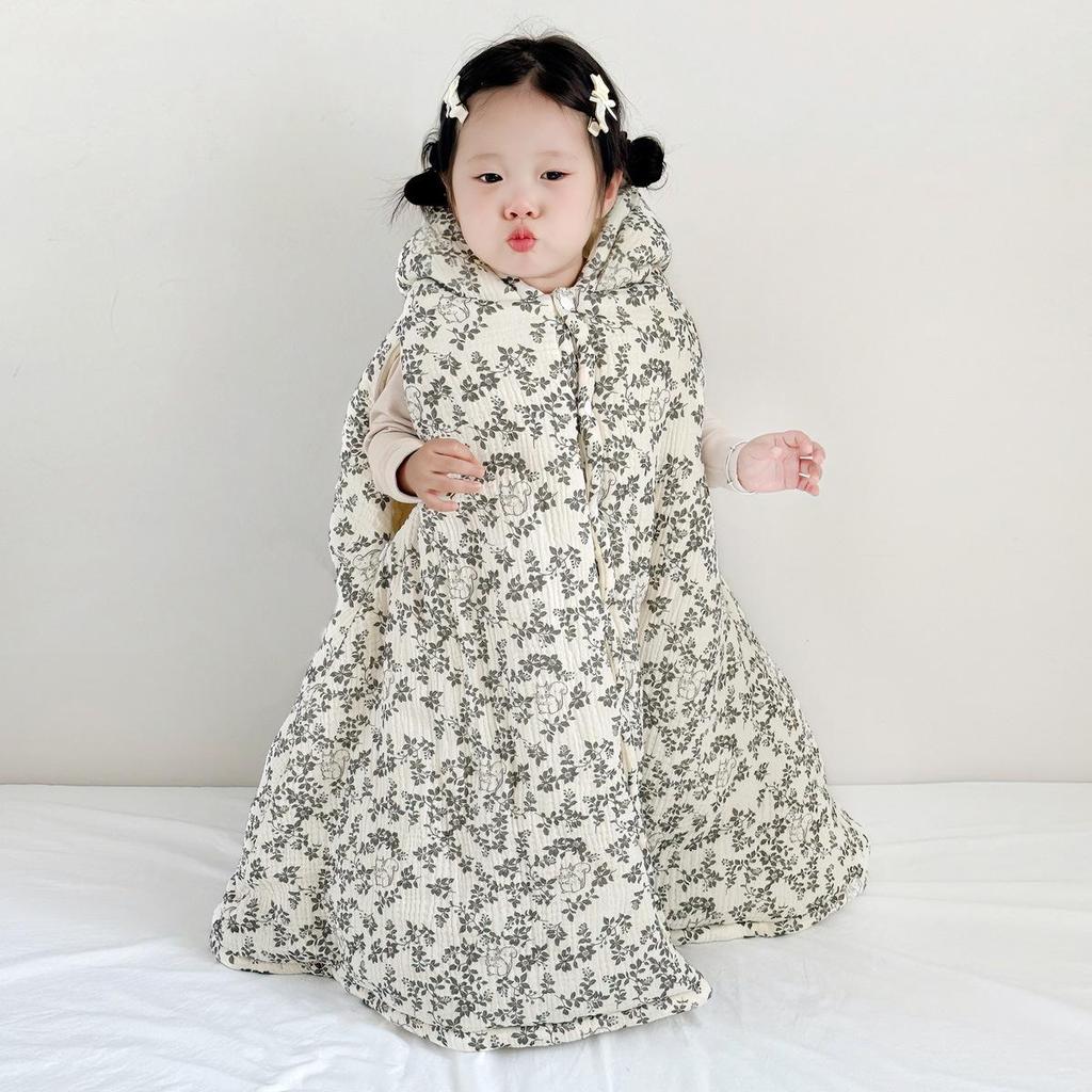 Cartoon Windproof Baby Cloak for Boys & Girls - Thickened Pure Cotton Autumn/Winter Cape