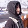 Full Coverage Knitted Hooded Scarf Hat Knit Fabric Winter Beanie Hat New Knit Hood Scarf