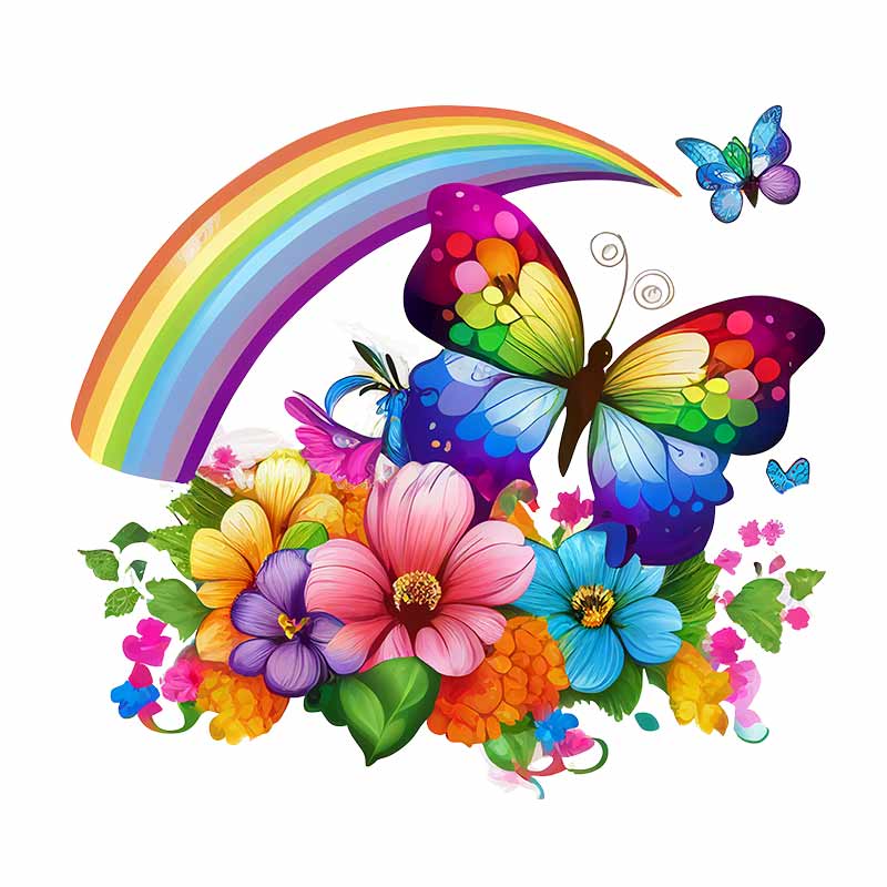 Colorful Butterflies And Flowers Wall Sticker Bathroom Toilet Decor Decals Living Room Cabinet Home Decoration Transparent Waterproof Decals M760