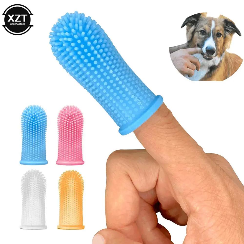 Pet Dog Finger Super Soft Toothbrush Teeth Cleaning Bad Breath Care Nontoxic Silicone Tooth Brush Tool Dog Cat Cleaning Supplies
