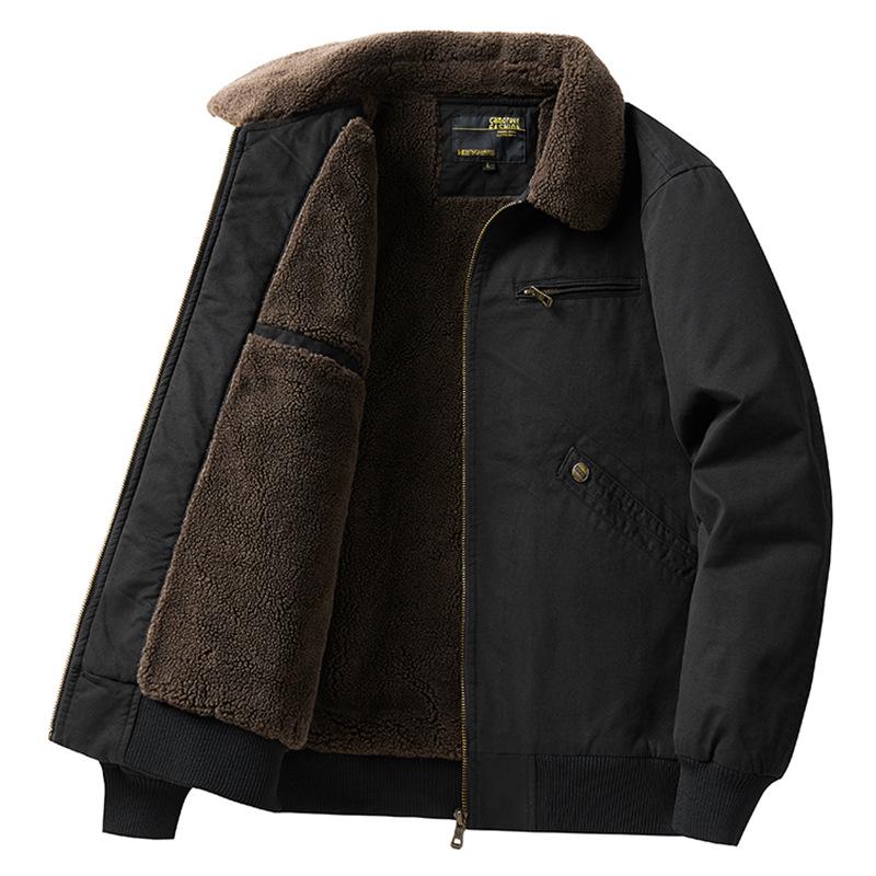 Men's Pilot Jacket - Wool Blend Plush Lined, Thick and Warm, Versatile Workwear Coat, 27% Wool, Cotton Fabric.