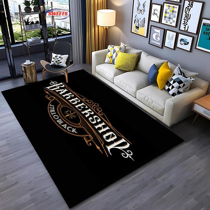 Barber Shop Sign Pattern Carpet,Living Room and Bedroom Household Items,Children's Room Sofa Mats, Doormat Floor  Anti-slip Rug