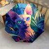 Plant Cat  pattern, automatic folding umbrella, portable and foldable design, 8 ribs, a Christmas or birthday gift.