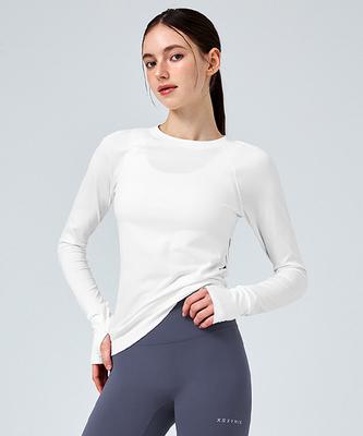 XEXYMIX Mesh Seamless Fingerhole Long Sleeve Back Ivory Xfk1Tl1003