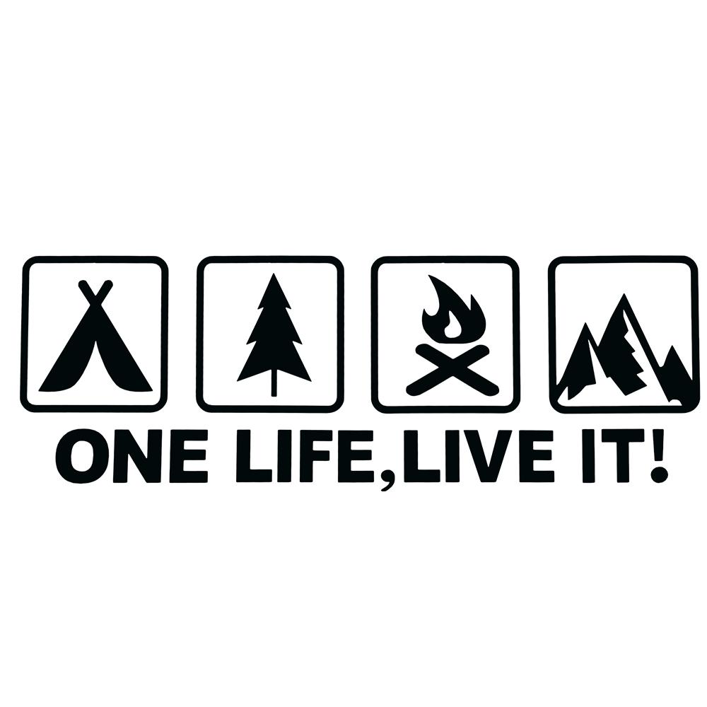 Car Reflective Sticker Universal Car Motorcycle Body One Life Live It English Decal Car Window Camping Pattern Reflective Decal