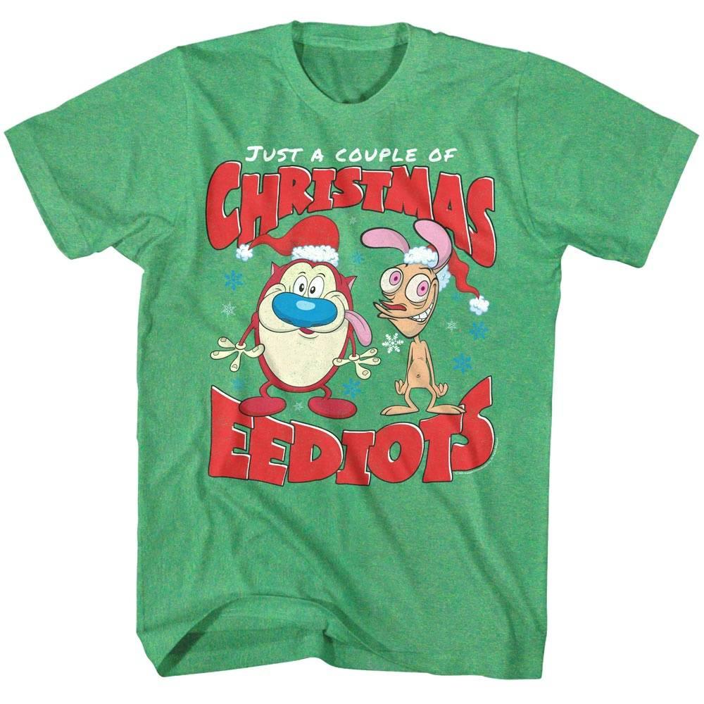 Ren and Stimpy Couple of Christmas Eediots Men T Shirt XXXXL