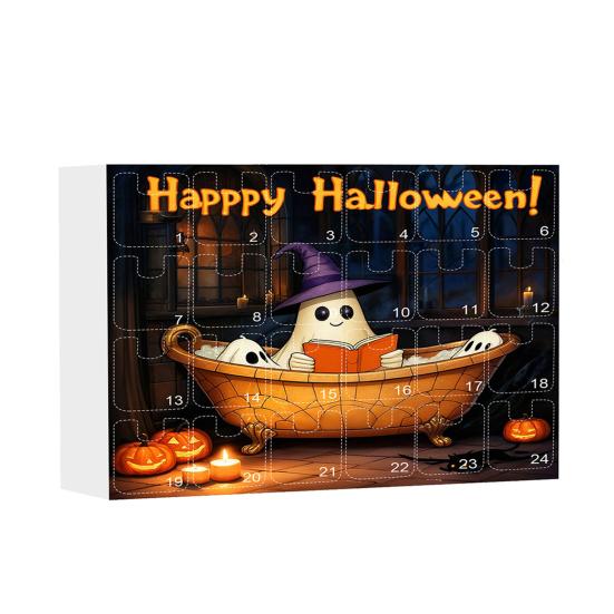 Yousheng Halloween Advent Calendar for Girls 24 Days Countdown Calendar with 24 Pcs Ghost Reading Book Earrings for Halloween Party Supplies