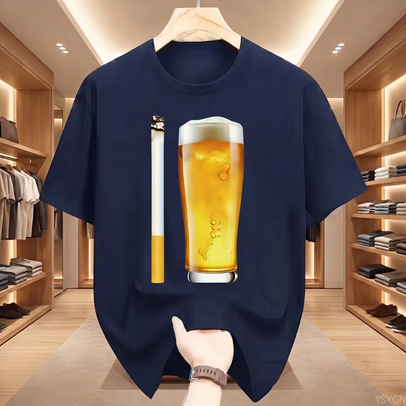 Funny Meme TShirt Cigarette And Beer Humor Joke Print T Shirt Unisex Fashion Casual Short Sleeve Streetwear Unisex Clothes Tops