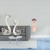 Porcelain Swan And Girl Resin Figurine Collection Traditional Chinese Ancient Miniature Sculpture
