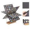 Pin Display Organizer Brooch Pin Holder Felt Pin Storage Pages Pin Collection Storage Calendar 6 Pages with Wooden Stand for Desktop Display