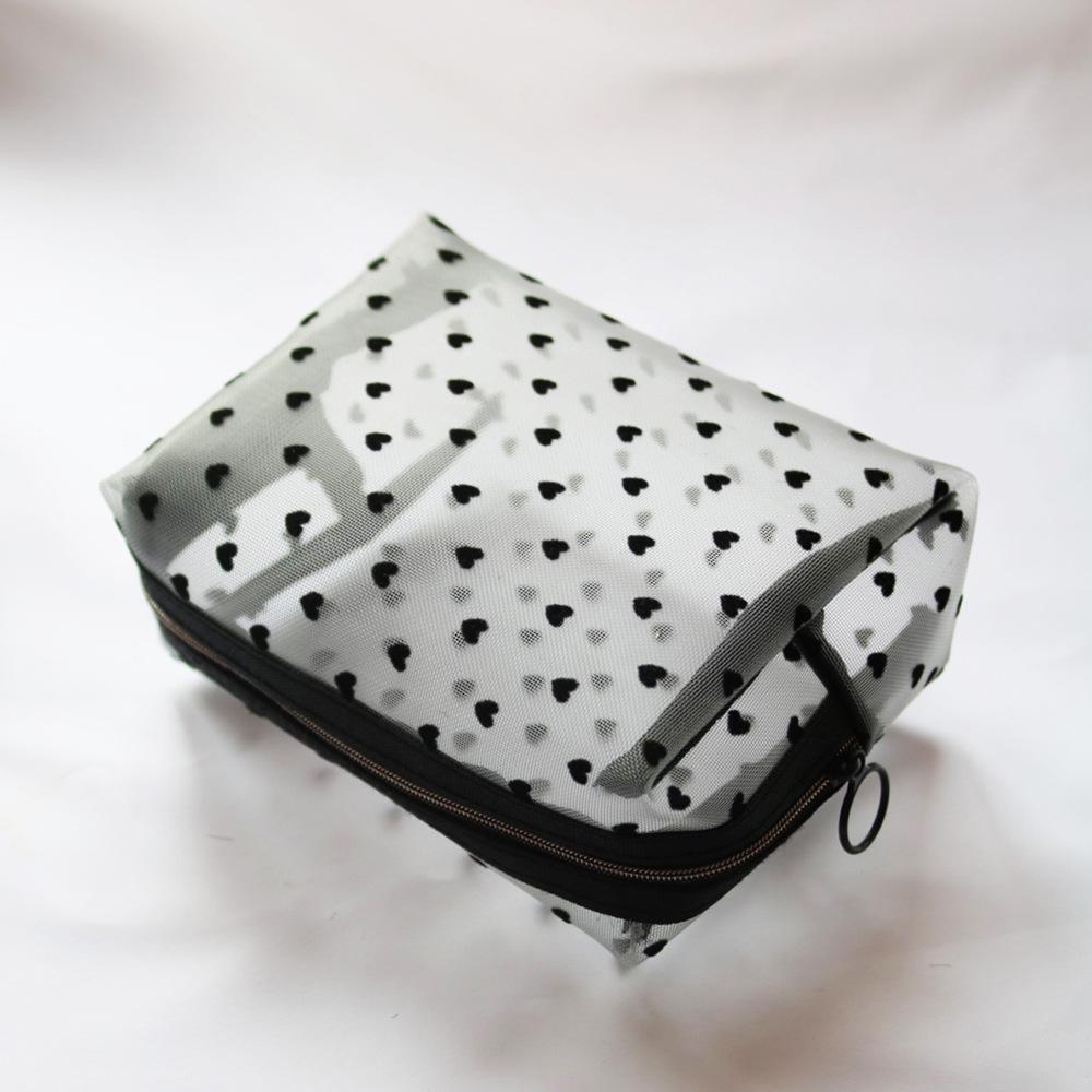 

New Travel Black Mesh Cosmetic Bag Zipper Makeup Bag for Women Wash Toiletry Bag Makeup Organizer Portable Storage Pouch 17x12x7cm