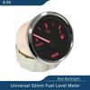 KUS 52mm Car Boat Universal 0-5V Fuel Level Gauge Meter Waterproof with Red and Yellow Backlight for Motorcycle Yacht