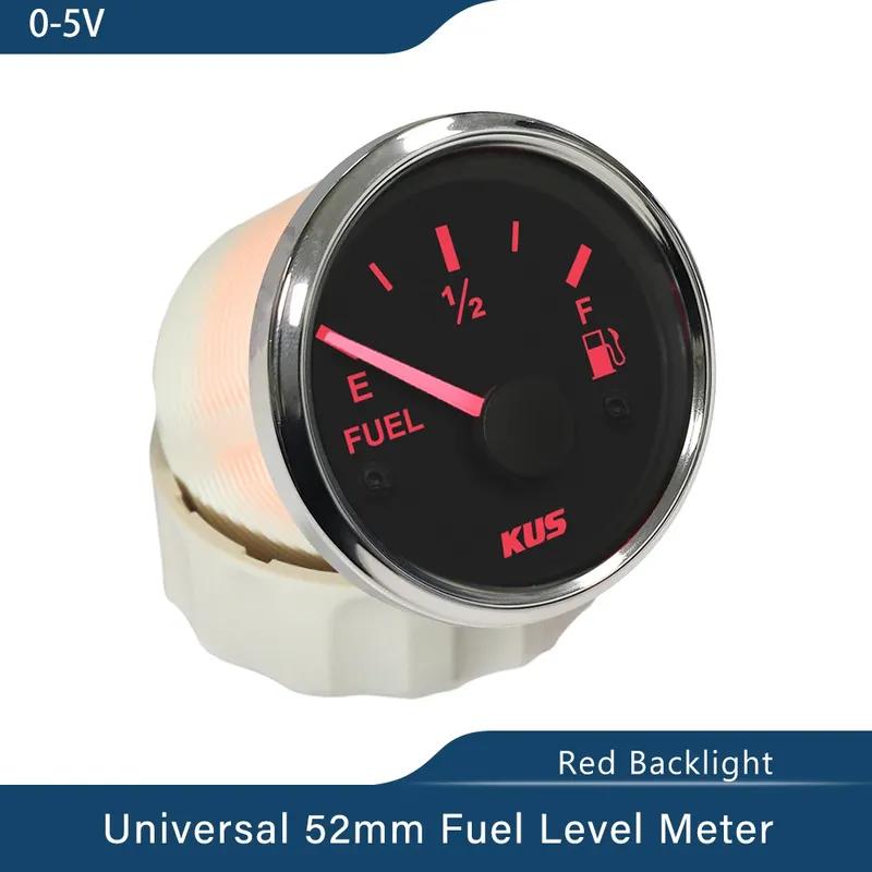 KUS 52mm Car Boat Universal 0-5V Fuel Level Gauge Meter Waterproof with Red and Yellow Backlight for Motorcycle Yacht