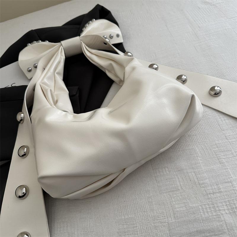 Bow Underarm Bag Women's New Fashion Personalized Rivet Bag Sweet Cool Girl Shoulder Bag Women's Bag