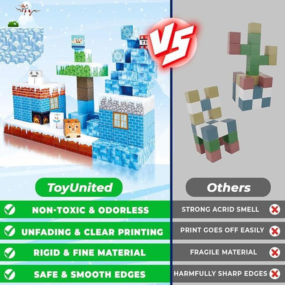 Beliebter neuer magnetischer quadratischer Baustein zum Bau einer Eis- und Schneewelt, Bauspielzeug für Jungen, Geschenk