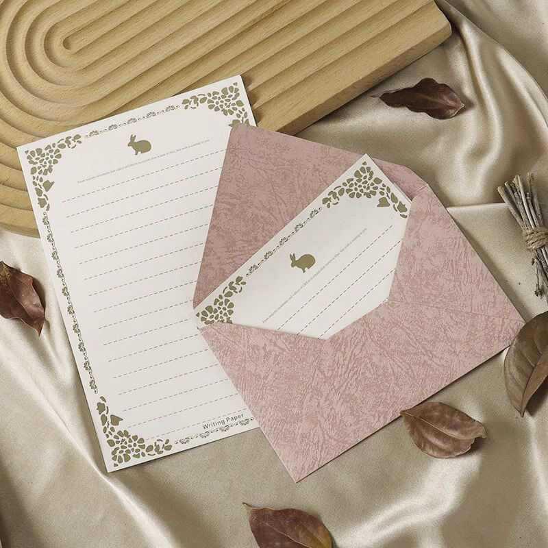 Retro Wood Grain Stationery Set: Love Letter, Postcard, Invitation, Greeting Card with Storage Bag & Sealing Wax