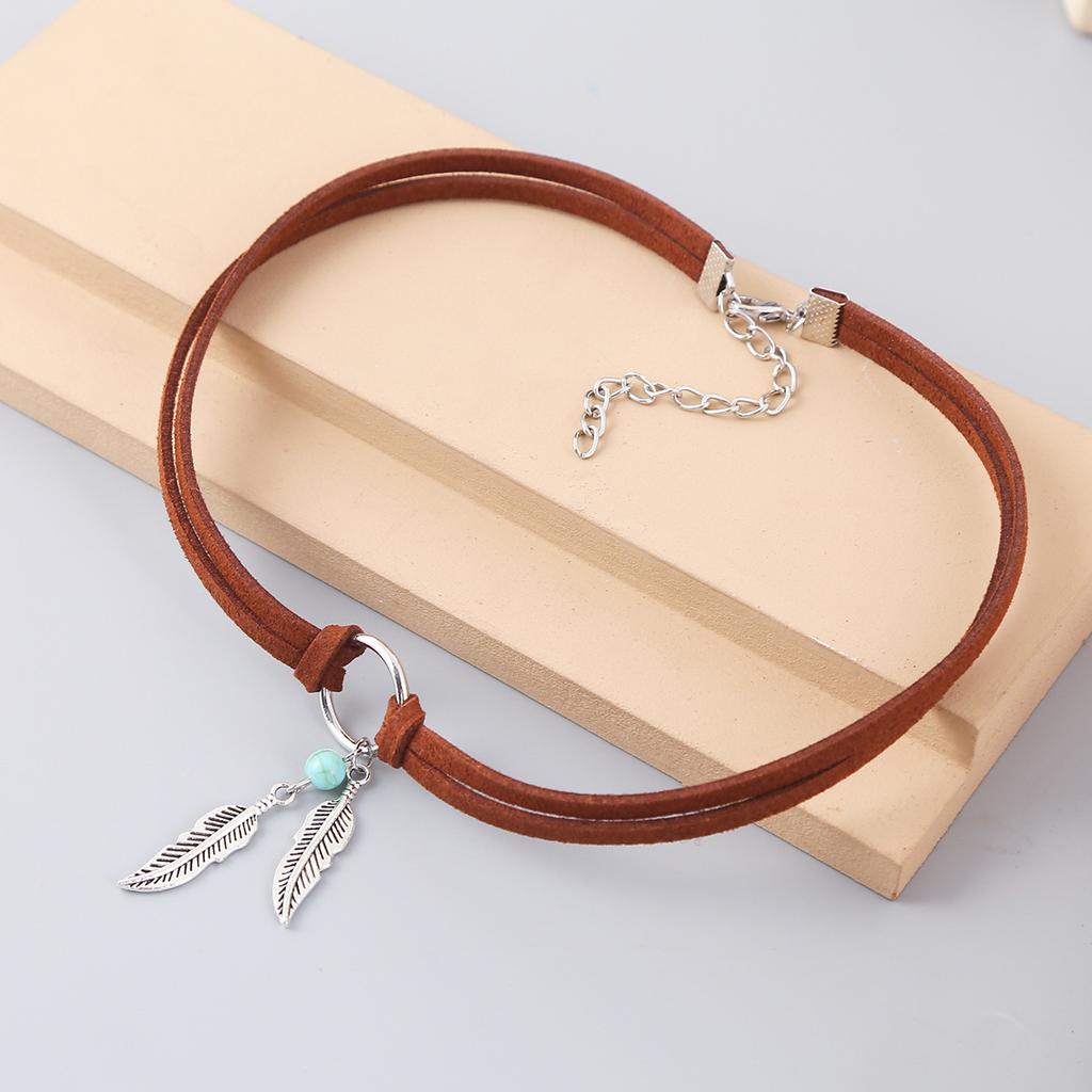 Halskette für Damen Böhmischer Ethno-Stil Blätter Geometrisch Rund Damen Choker Halskette Halsring Wunderschöne Elegante Halskette für Sie