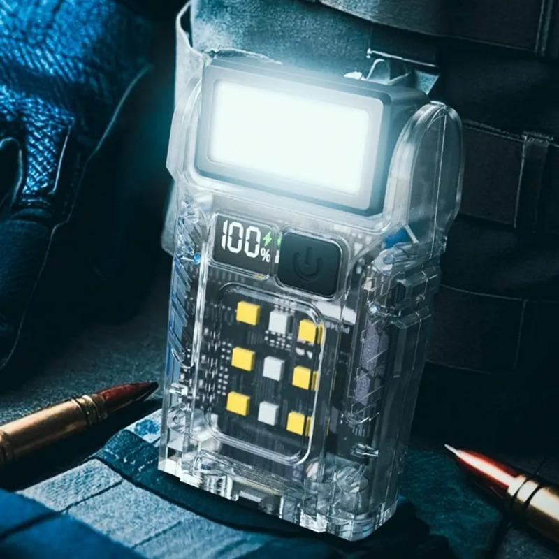 COB+SMD LED Outdoor Mini Flashlight USB-C Rechargeable Portable Torch Lamp Power Display Powerful Flashlight for Night Running