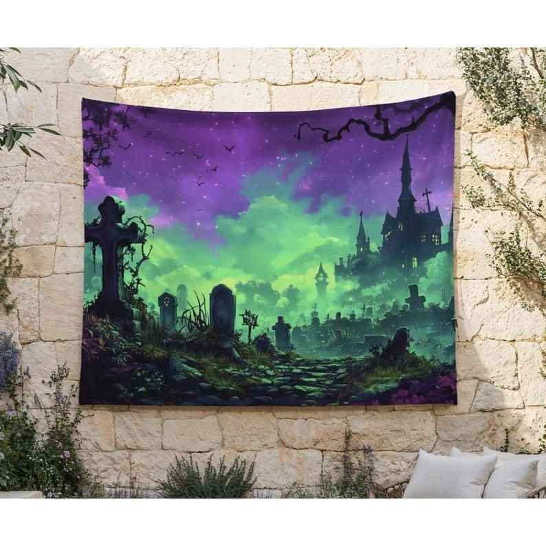 Neon Cemetery tapestry 75x100