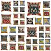 Comfortable And Decorative Route 66 Cushion Cover Made From Quality Cotton Linen