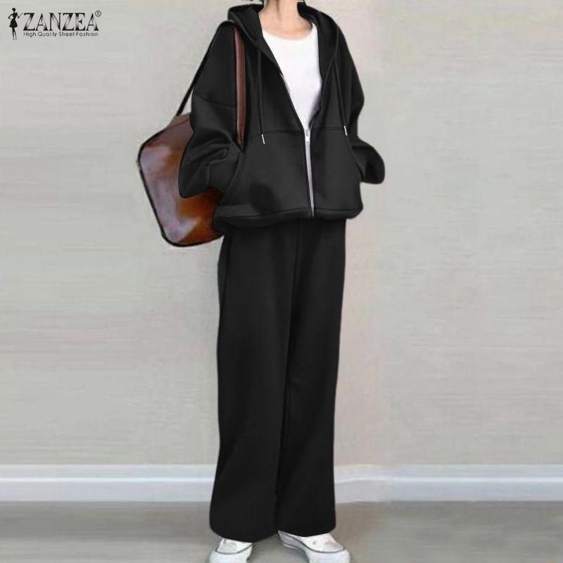 ZANZEA Women Hoodies Sweatshirt and Pants Casual Two Piece Suit Sets