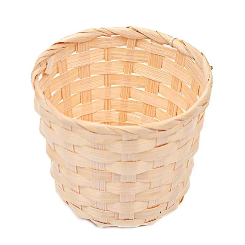 

1 шт. Новый плетеный вручную бамбуковый садовый цветочный горшок, плетеная корзина, соломенная лоскутная техника, плетеная ротанговая корзина из морской травы, органайзер для хранения, горшки для рассады 7.5x6cm S белый