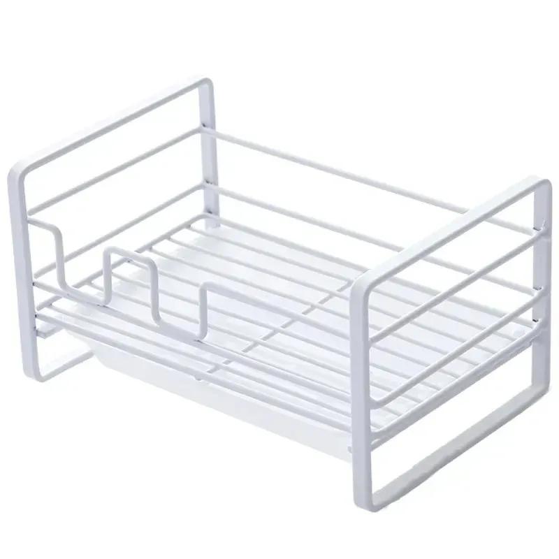 2025 Kitchen Sink Shelf Soap Sponge Drain Rack Storage Organizer Caddy with Drain Pan Wall Mounted Stainless Steel Holder Dropship