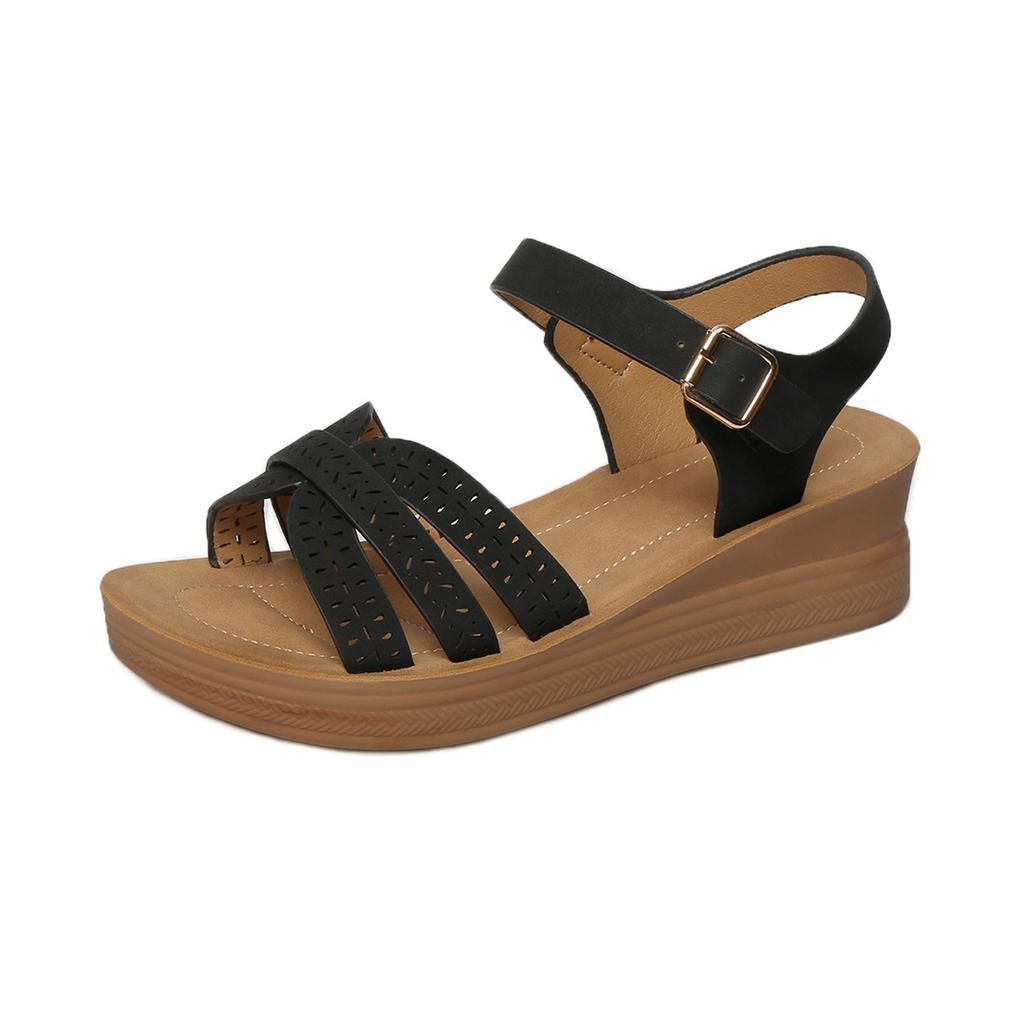 Fashion Women Vintage Roman Sandals Summer Walking Fish Mouth Soft Sole Fashion Open Toe Platform Comfortable Women Shoes