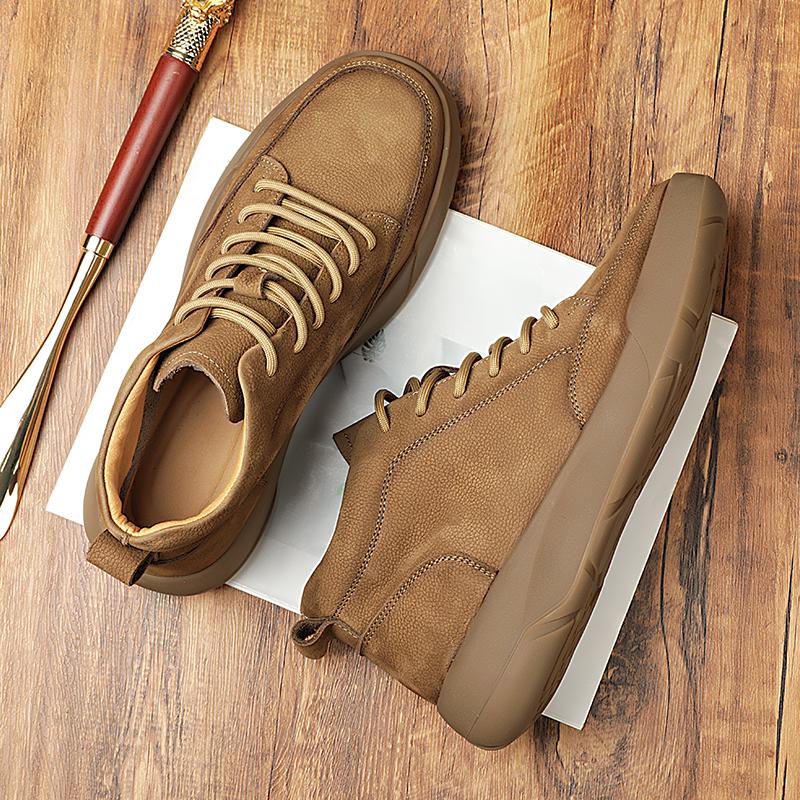 2026 New Arrival Genuine Leather Mens Antiskid Walking Shoes Outdoor Thick Bottom Sneakers Casual Leather Minimalist Shoes