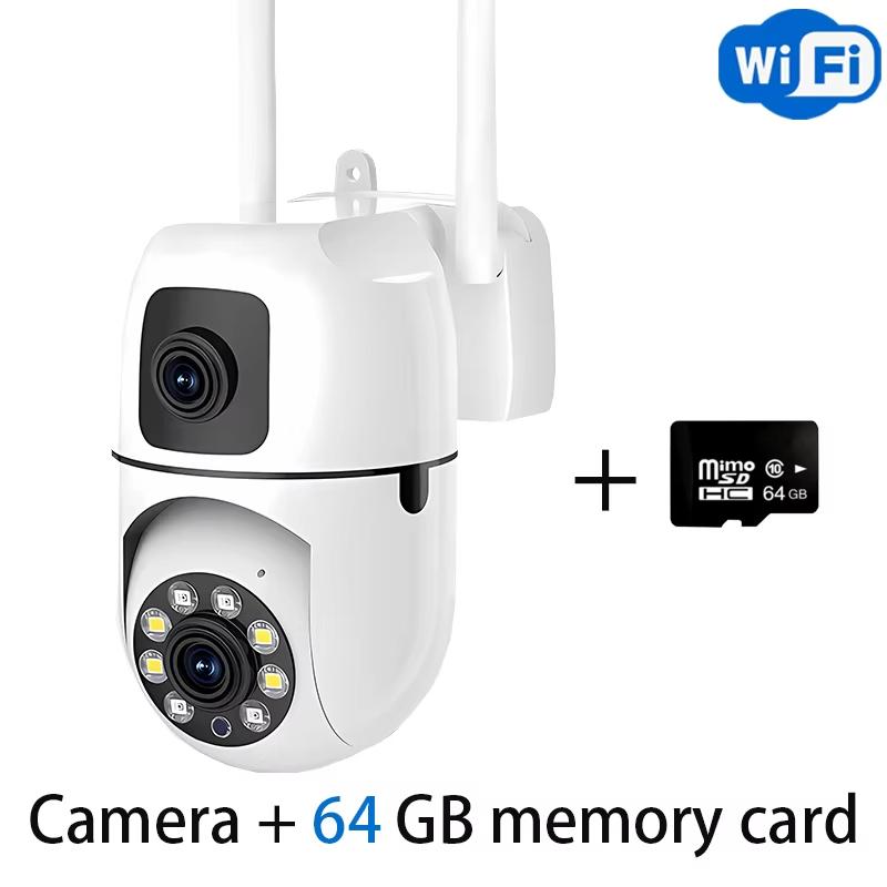 8MP Dual Lens IP Camera Dual Screen WiFi Cameras PTZ Outdoor Color Night Auto Tracking CCTV Security Protection Surveillance Cam