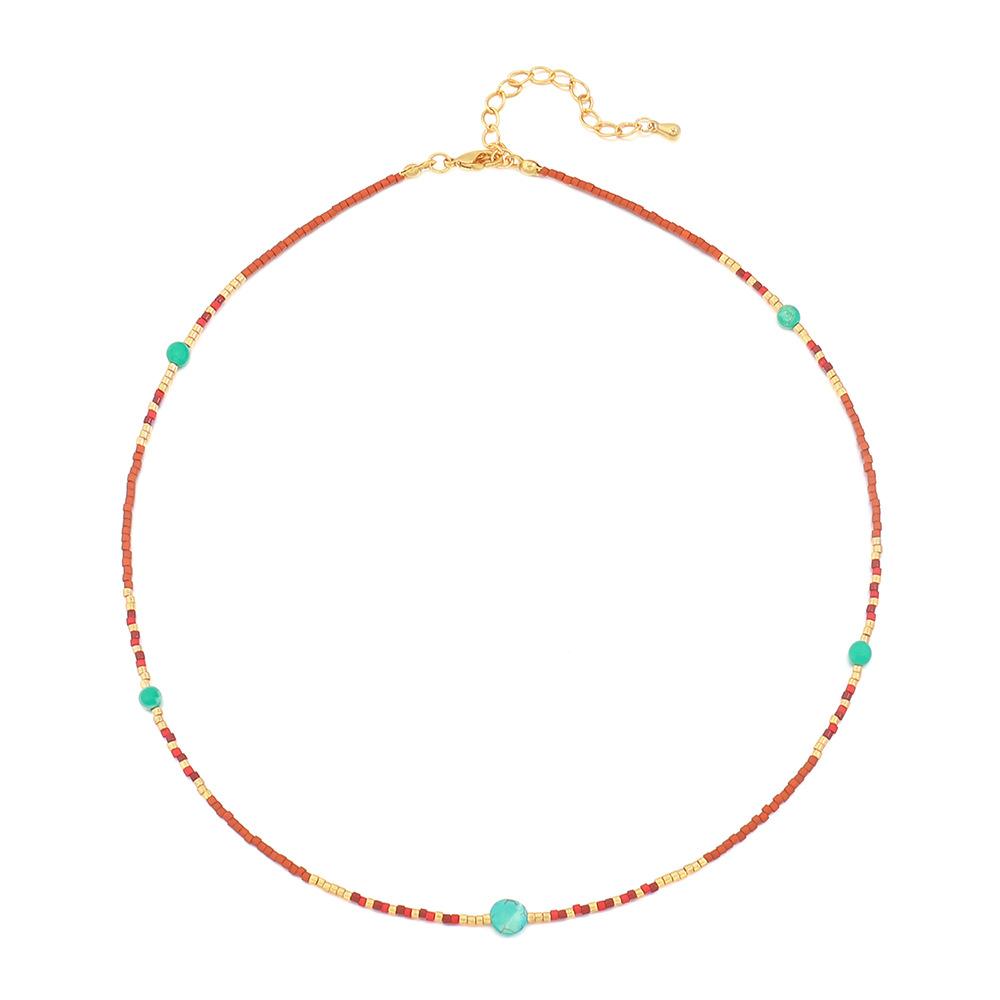 GEMCHIC Women s New Chinese Style Vintage Natural Stone Beaded Choker Necklace золотой
