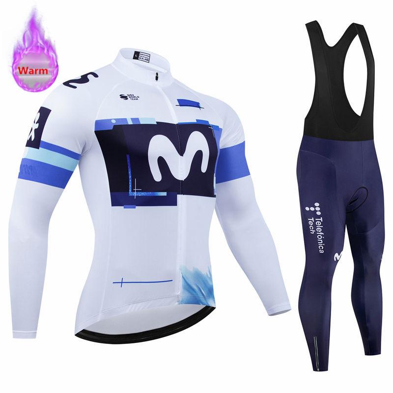 2026 Movistar Pro Winter Cycling Set Thermal Fleece Bicycle Clothing Long Sleeve Jersey Road Bike Clothes Ropa Ciclismo MTB Uniform